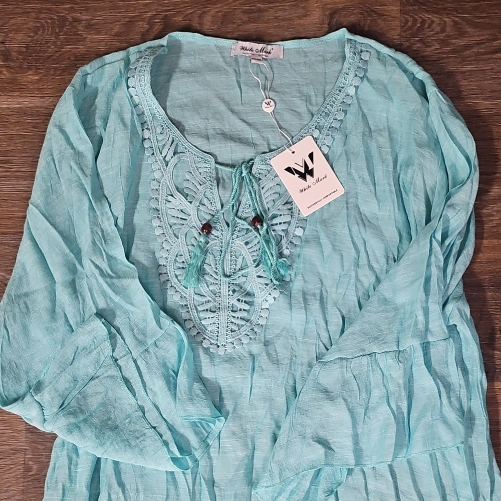 White Mark Turquoise Swim Coverup